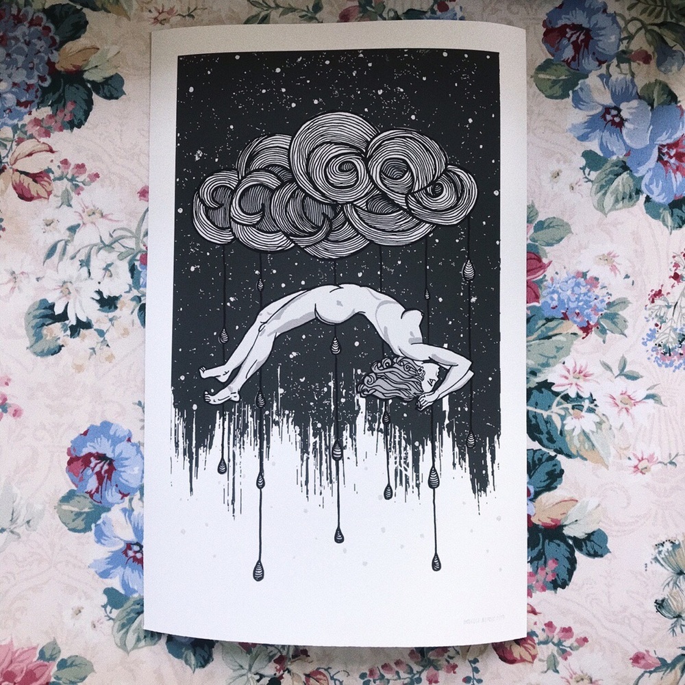 BW Rainfall Original Art